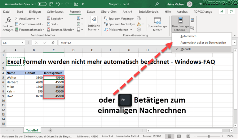 Excel Dateien öffnen Nicht Mehr Direkt Excel rechnet nicht mehr automatisch - Windows FAQ