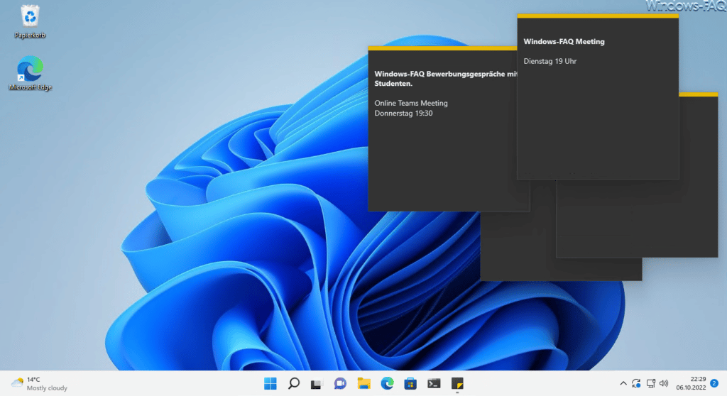 Mehrere Notizen auf Windows 11 Desktop
