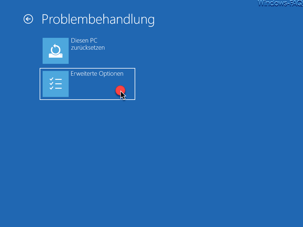 Windows Problembehandlung Erweiterte Optionen