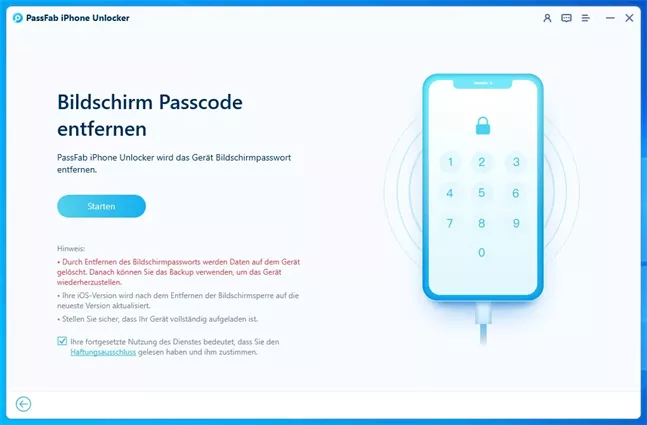 PassFab iPhone Unlocker - Bildschirm Passcode entfernen
