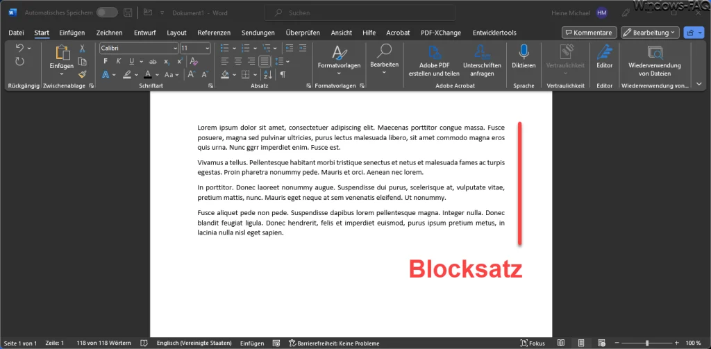 Word Blocksatz