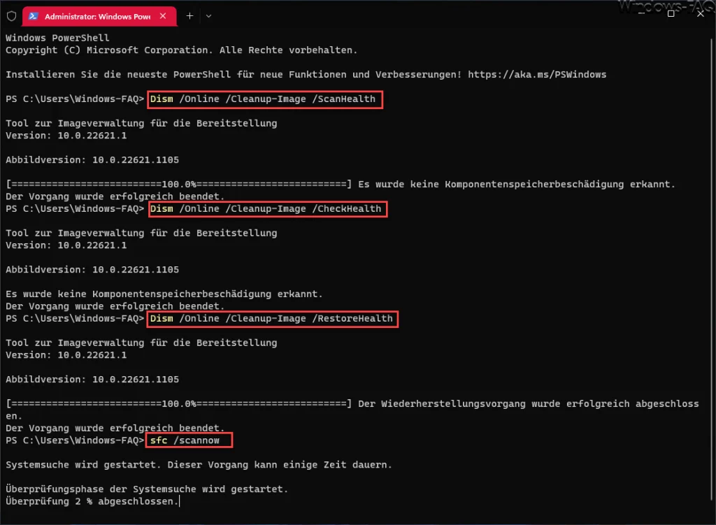 Komponentenstore und Windows System File Checker