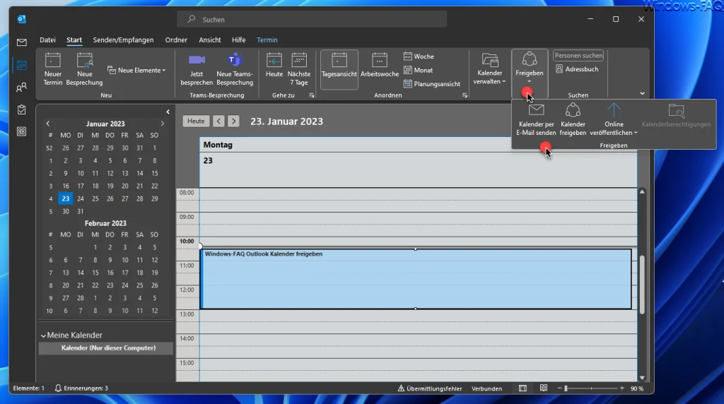 Outlook Kalender per E-Mail senden