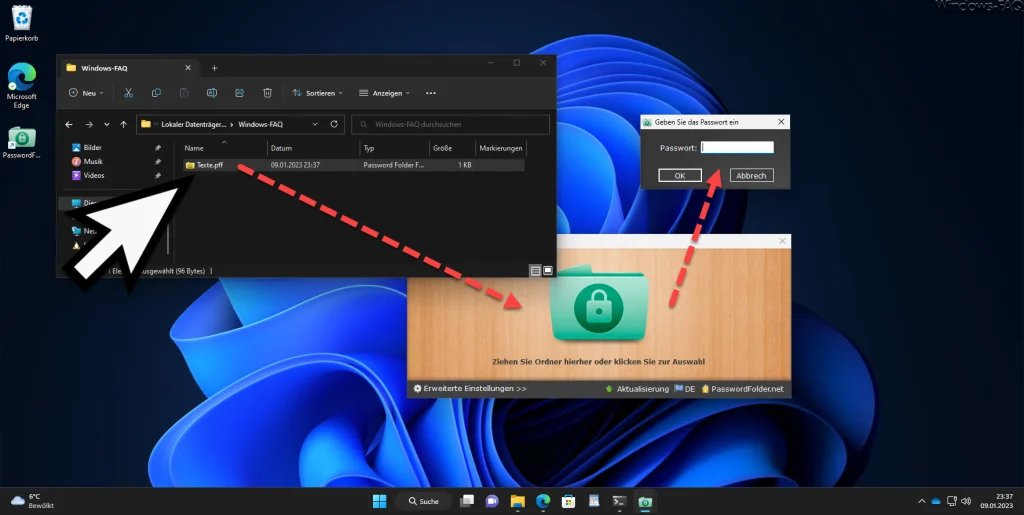 Password Folder Passwort eingeben verschlüsselten Ordner öffnen