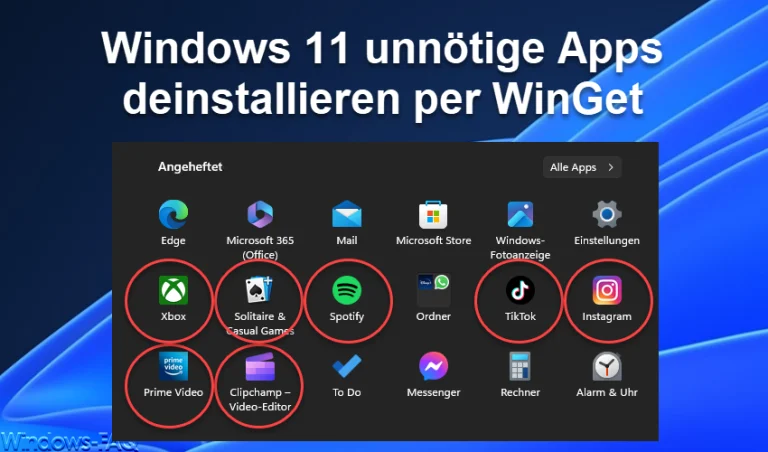 Windows 11 unnötige Apps deinstallieren per WinGet