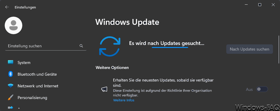 Es wird nach Windows Updates gesucht...