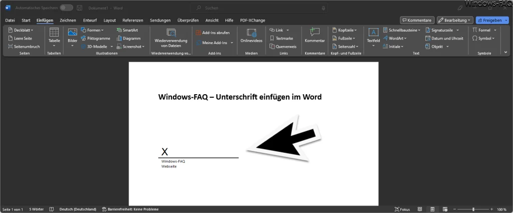 Word Signierzeile