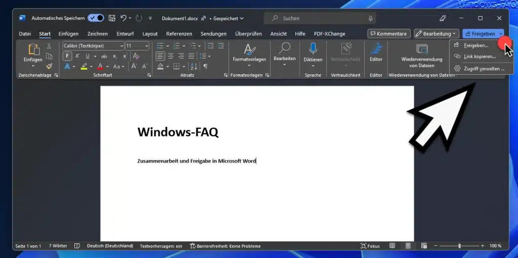 Word Freigeben