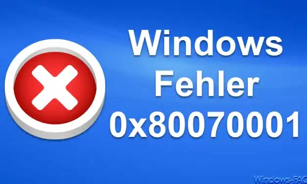 Windows Fehler 0x80070001