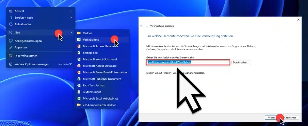Windows sperren per Desktop Verknüpfung