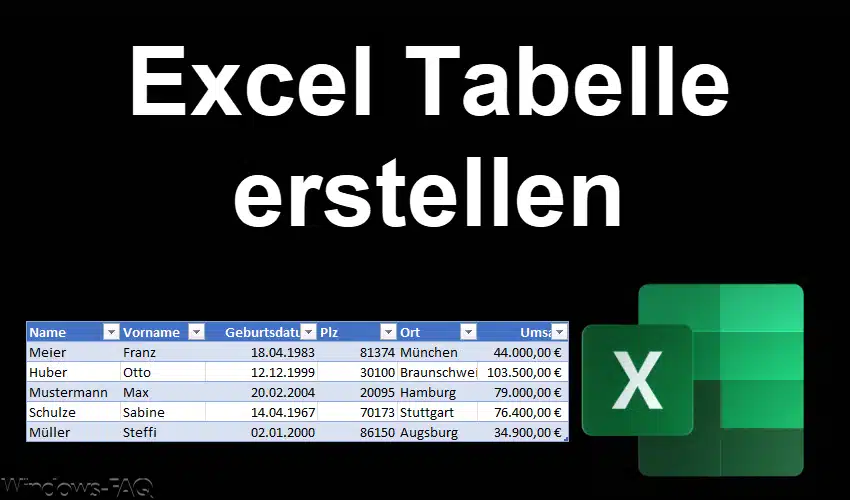 Excel Tabelle erstellen