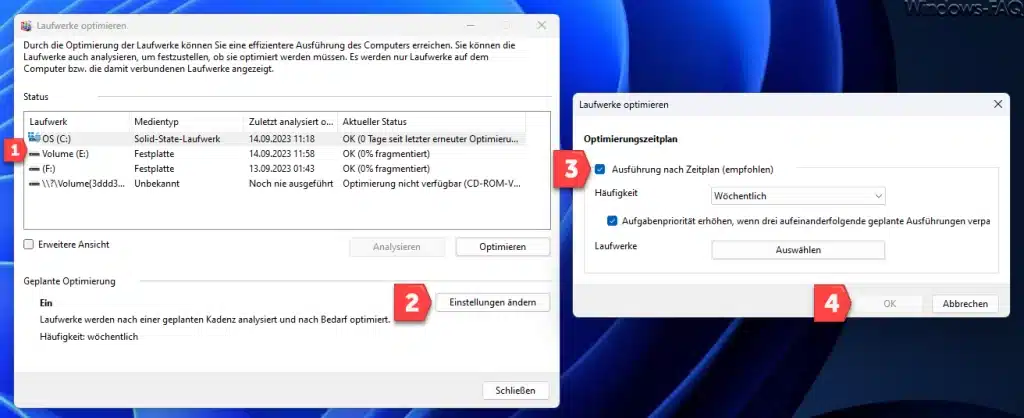 Windows Defragmentierung deaktivieren