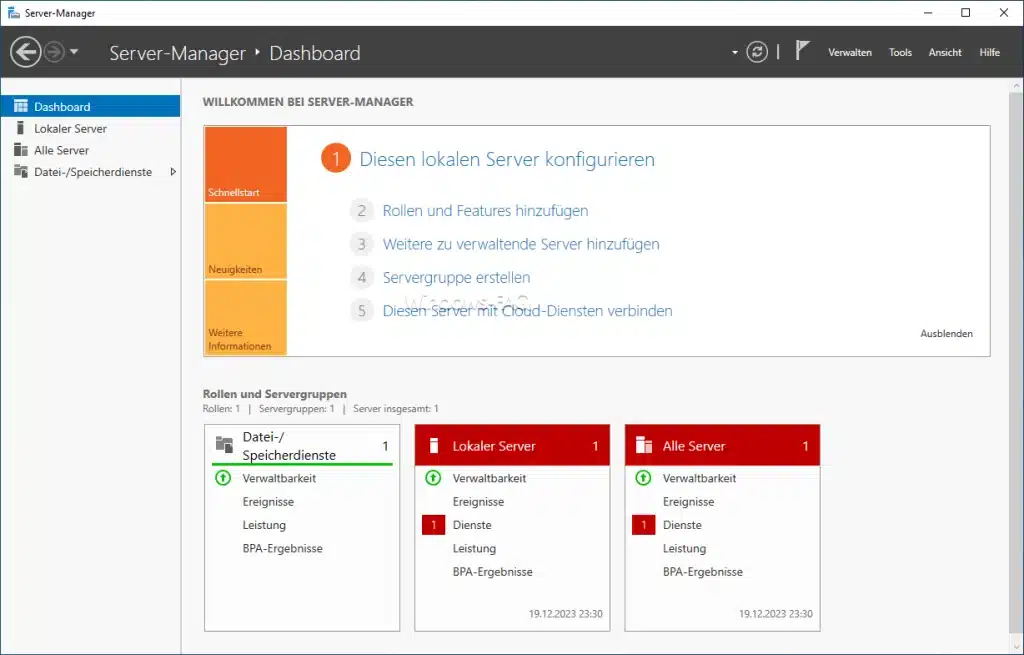Server Manager Dashboard