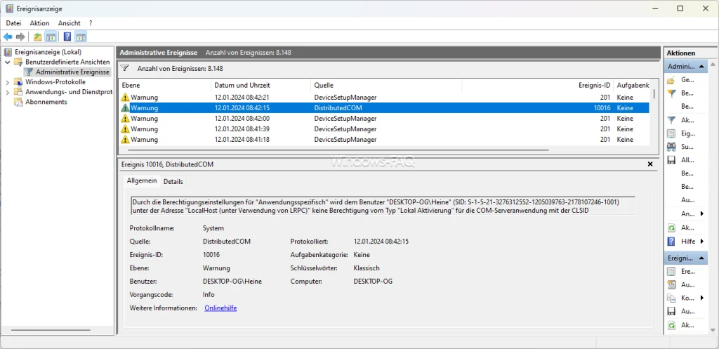 DCOM Ereignis-ID 10016