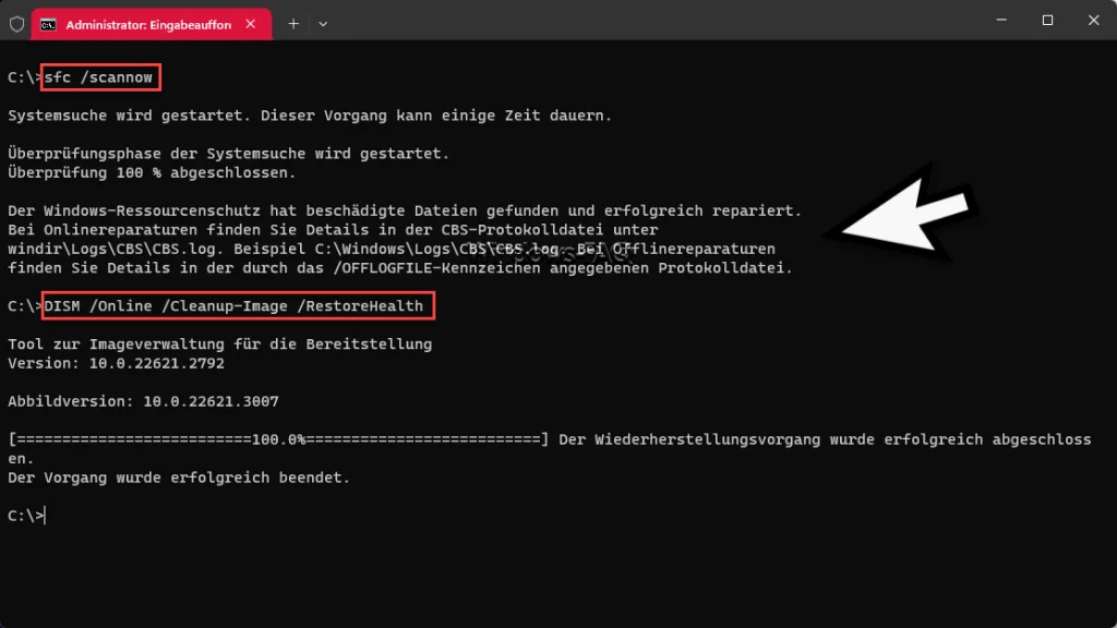 Sfc und Dism RestoreHealth