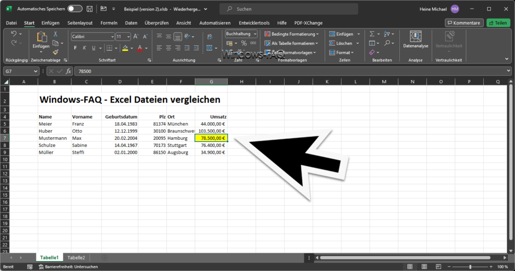 Excel Dateien vergleichen Unterschied markiert
