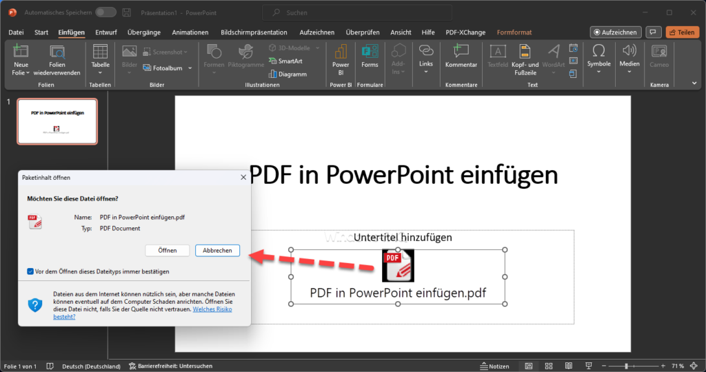 Im PowerPoint PDF öffnen