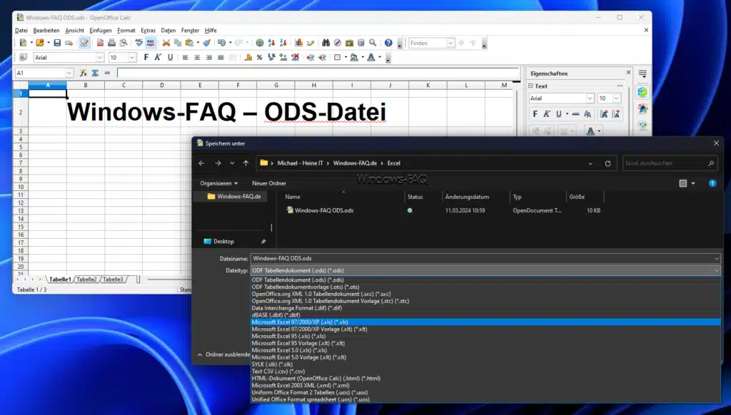 OpenOffice Calc ODS XLS Datei