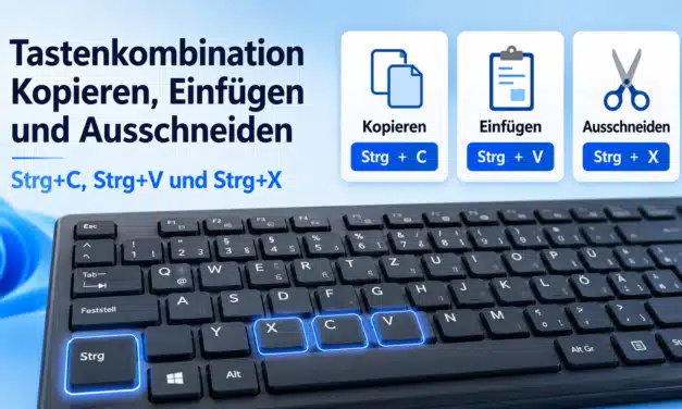 Tastenkombination Kopieren, Einfügen und Ausschneiden: Strg+C, Strg+V und Strg+X