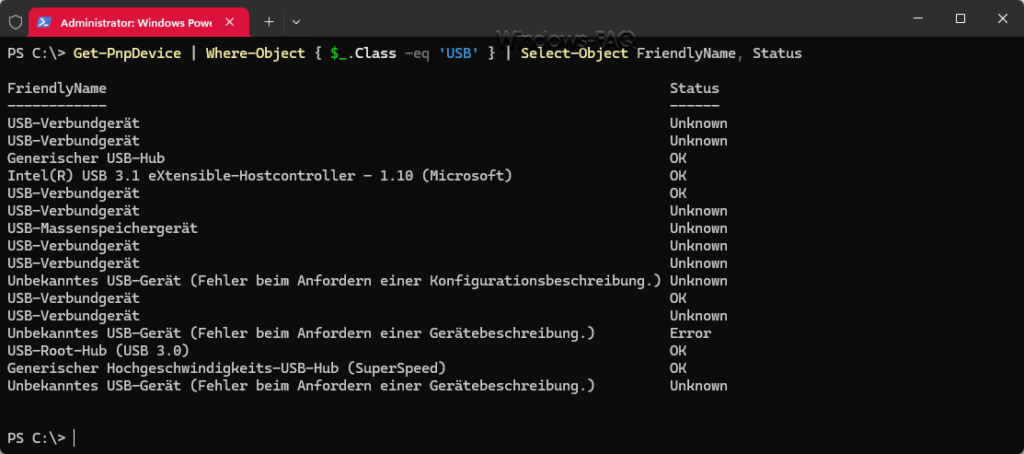 USB Status PowerShell