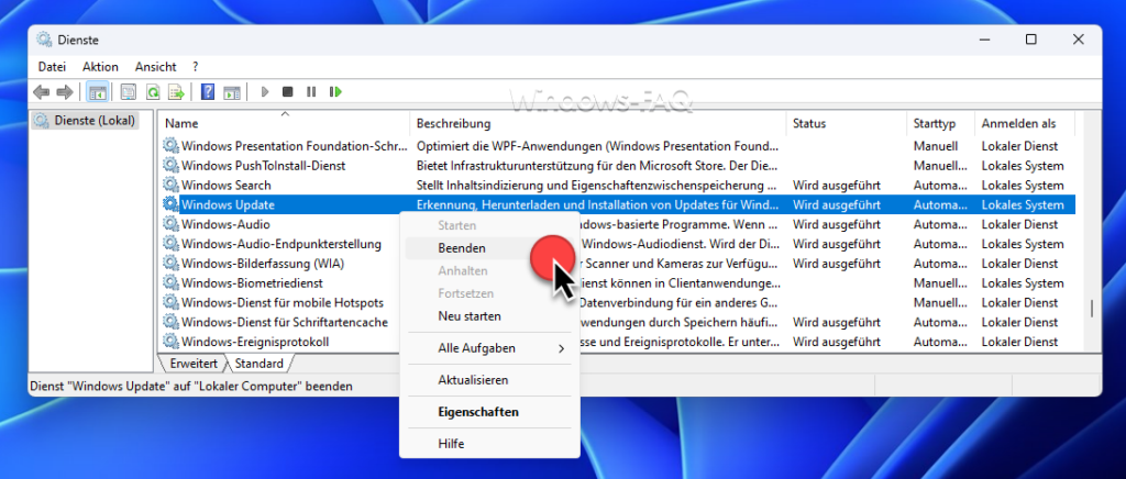 Windows Update Dienst beenden
