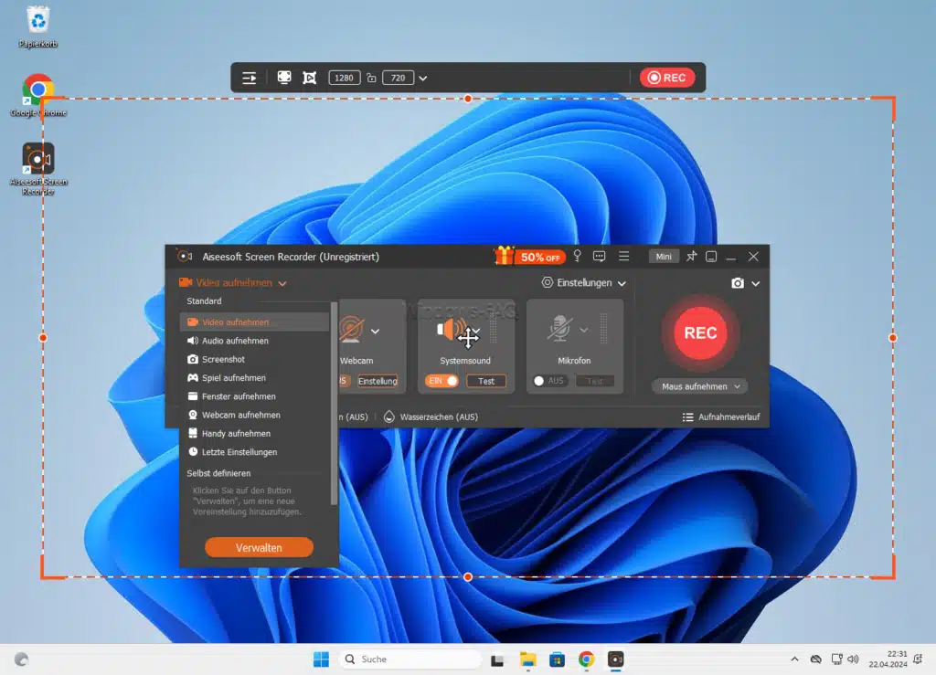 Aiseesoft Screen Recorder Video aufnehmen