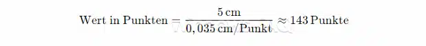 Excel Wert in Punkten