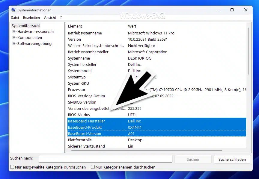 Windows Mainboard Systeminformationen