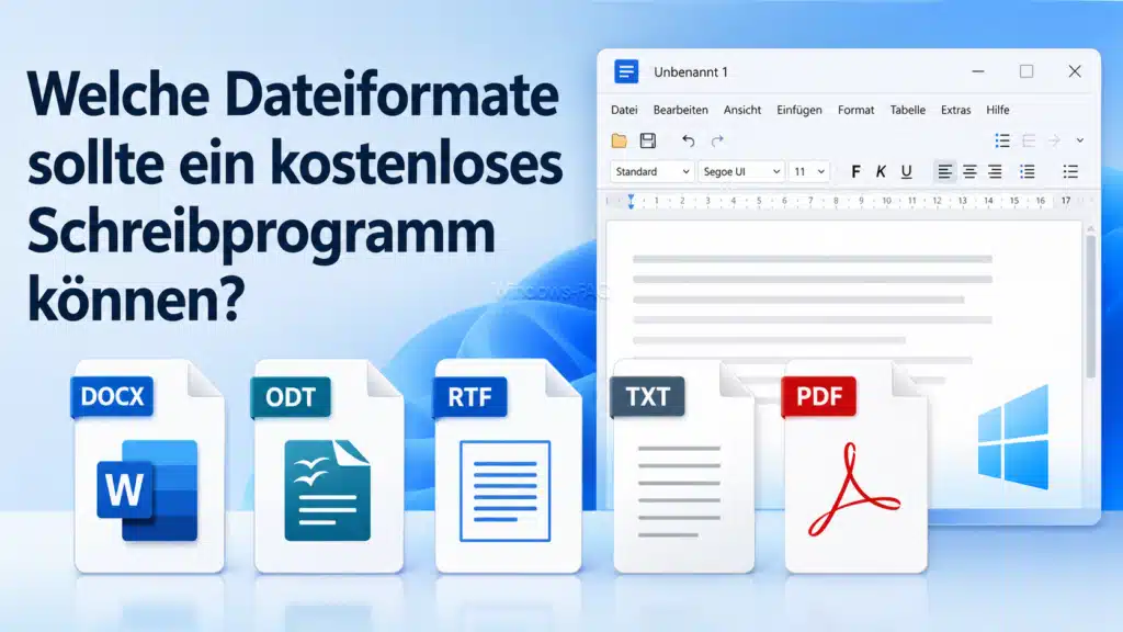 Welche Dateiformate sollte ein kostenloses Schreibprogramm können