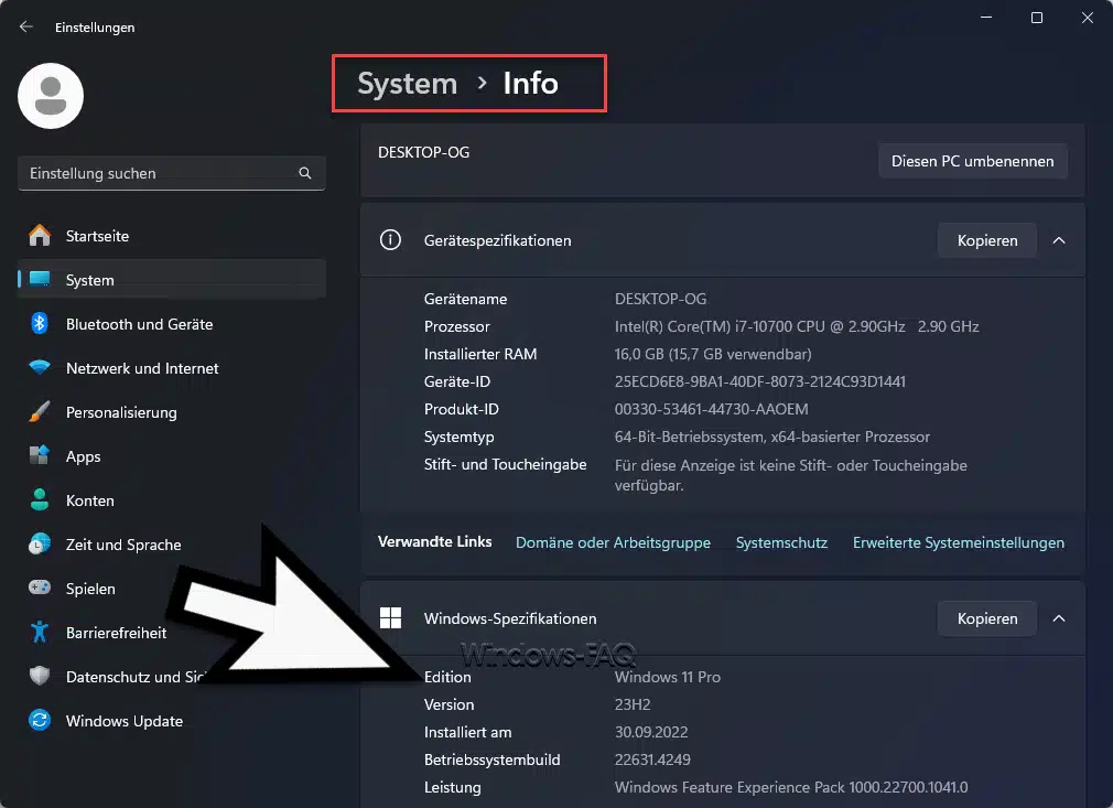 Welche Windows Version habe ich - Windows Spezifikationen