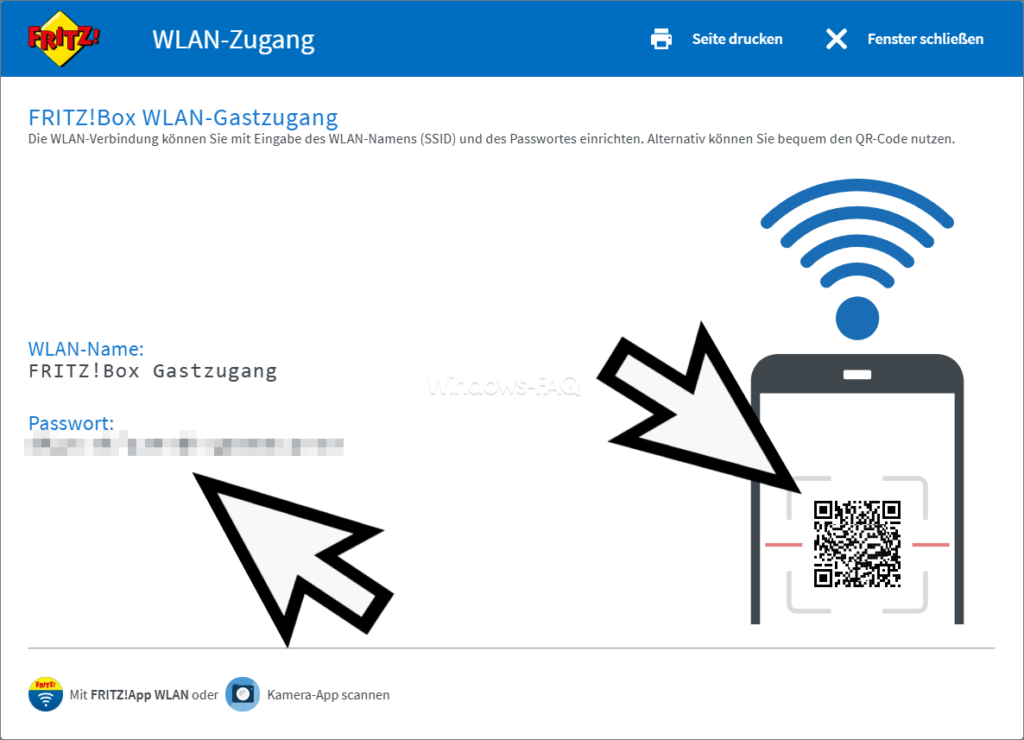 Fritz!Box WLAN Gastzugang mit Passwort und WLAN QR-Code