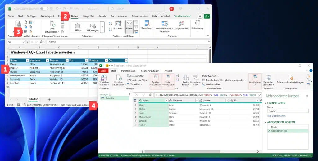 Excel Tabelle erweitern Power-Query