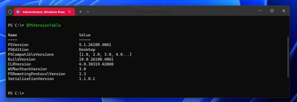 PowerShell PSVersionTable