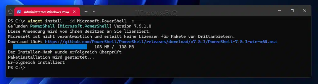 PowerShell Update über WinGet