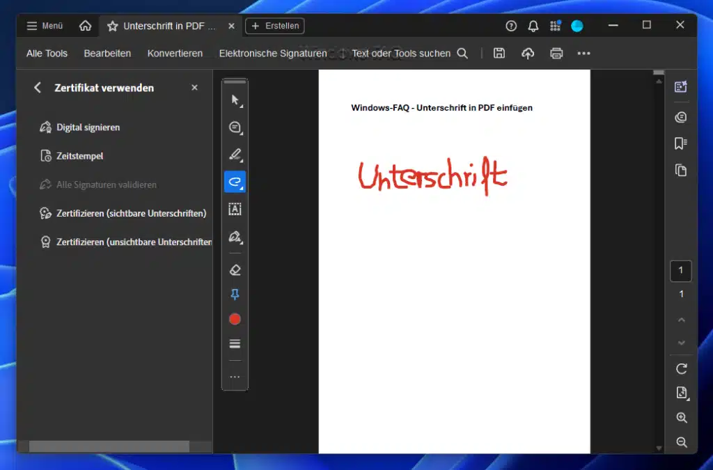Unterschrift in PDF einfügen Adobe Acrobat