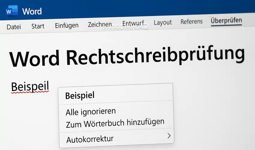 Word Rechtschreibprüfung