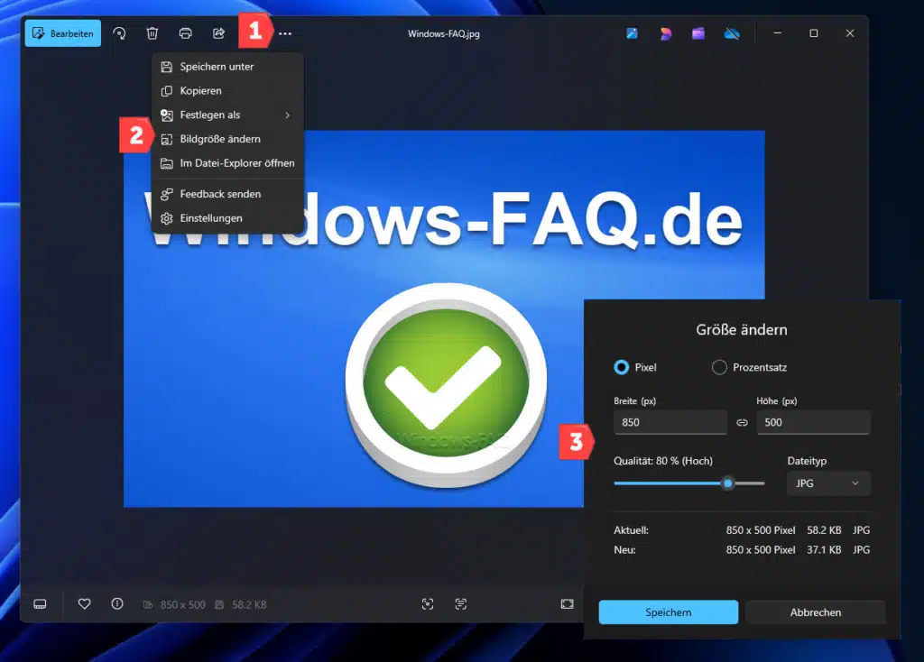 JPG verkleinern mit Windows Fotoanzeige