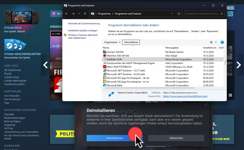 Steam Game uninstall