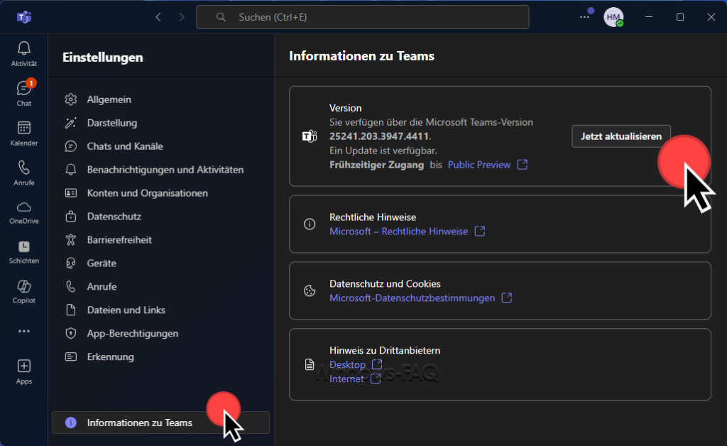 Teams Update manuell