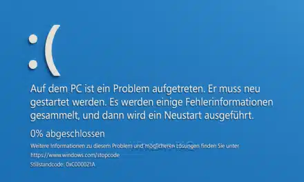 Windows BlueScreen Fehlercode 0xC000021A