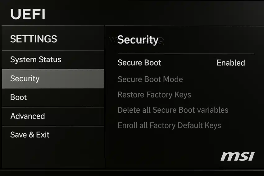 Secure Boot MSI-UEFI