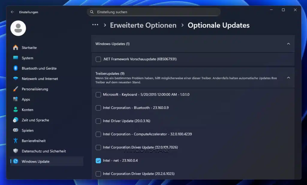 WLAN Treiber aktualisieren Windows Update
