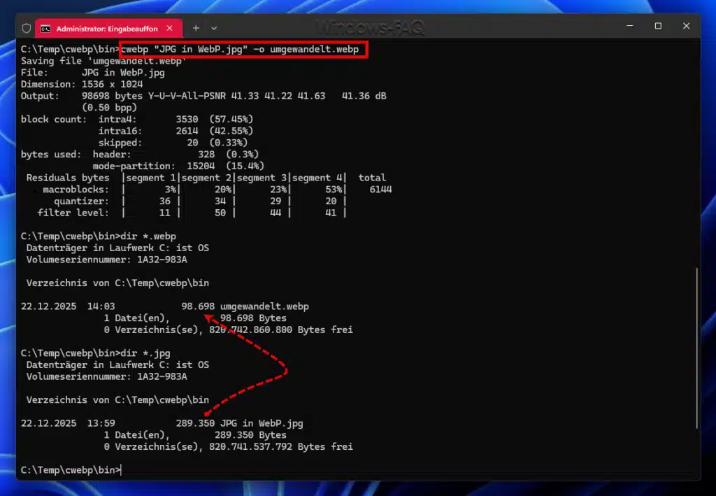JPG in WebP umwandeln cWebP
