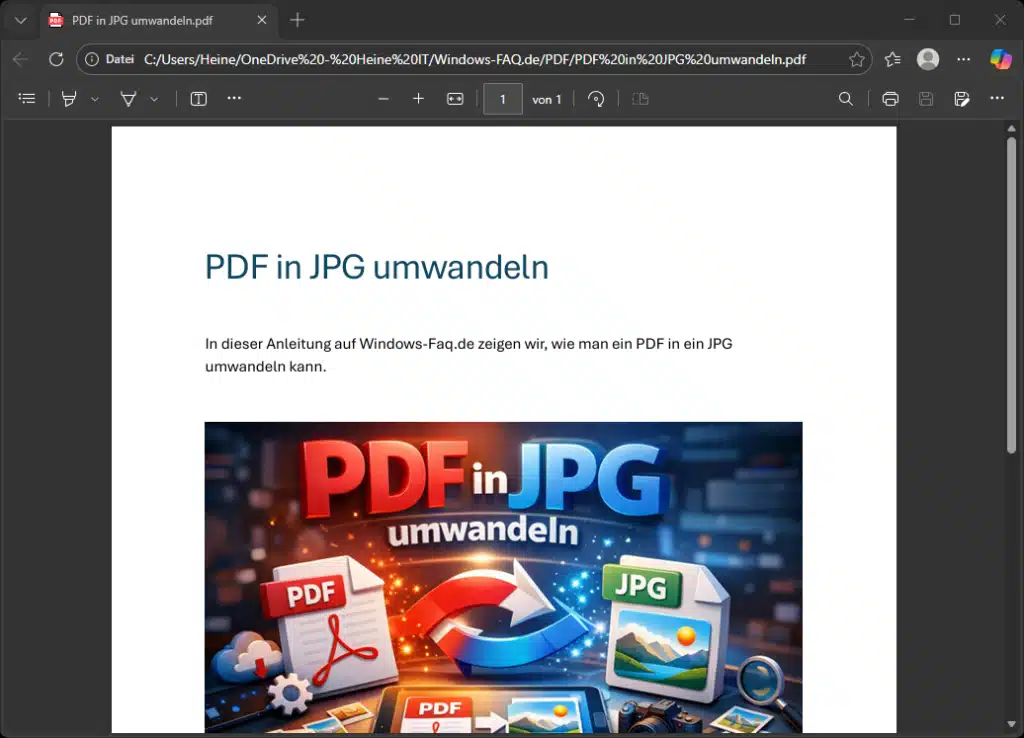 PDF in JPG umwandeln Edge