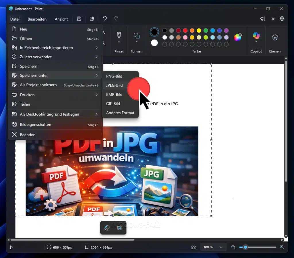 PDF in JPG umwandeln Paint als JPG speichern