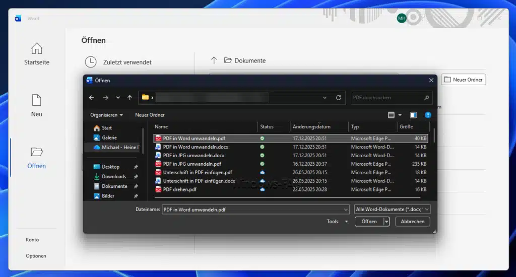 PDF in Word umwandeln und im Word öffnen