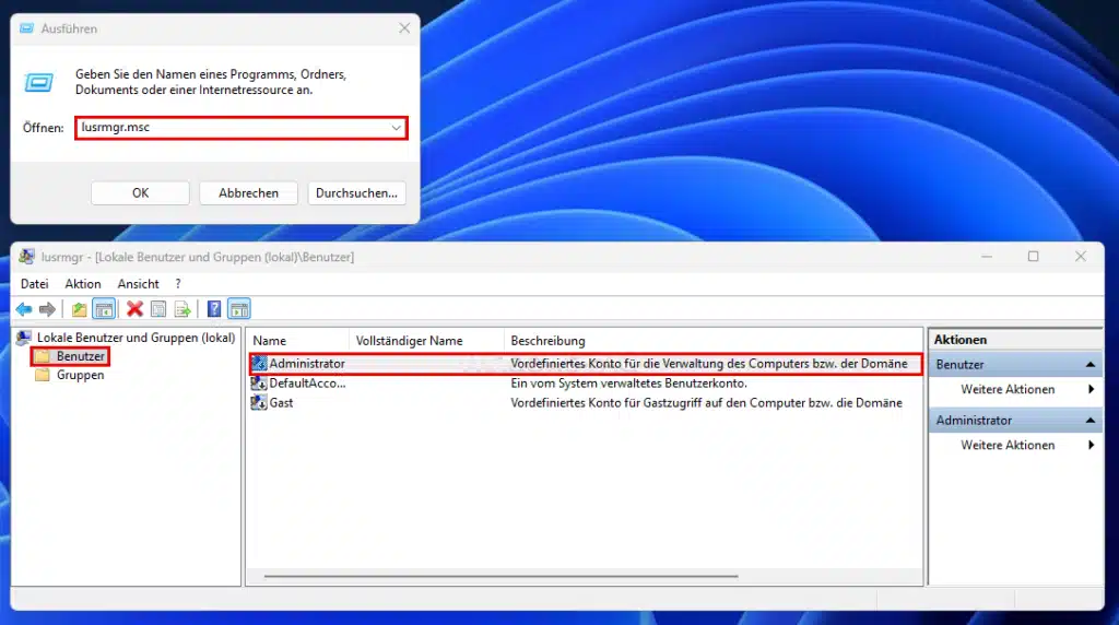 lusrmgr.msc Administrator