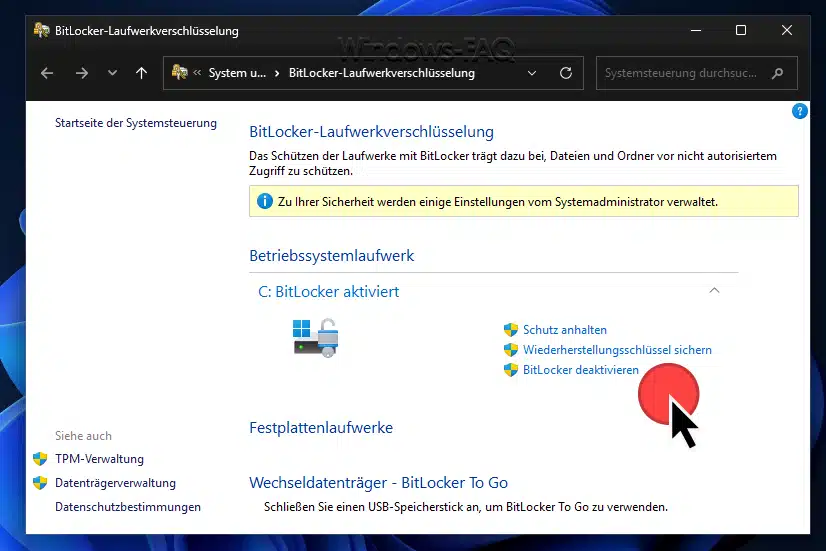 Bitlocker deaktivieren Systemsteuerung