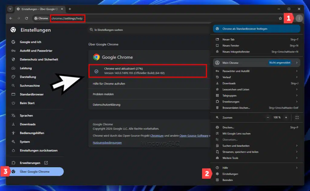 Chrome wird aktualisiert
