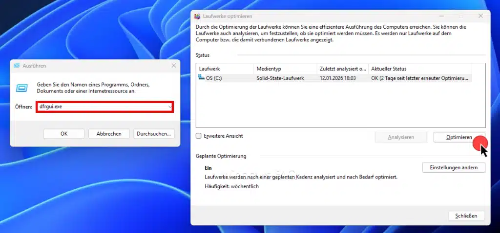 Defragmentieren DFRGUI.EXE